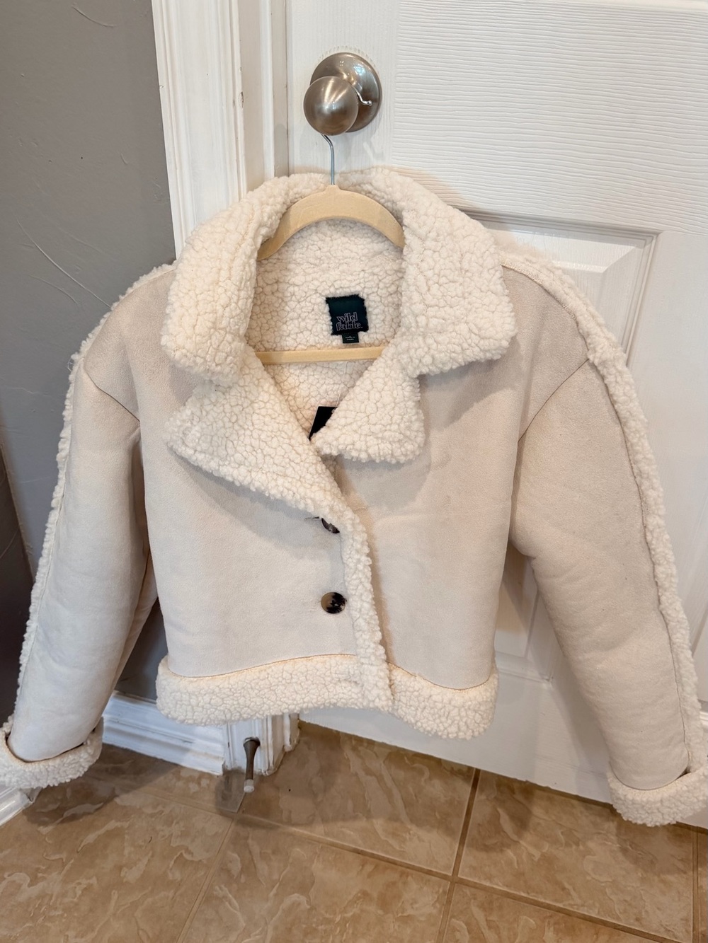 Wild Fable Cream Sherpa-Lined Jacket
